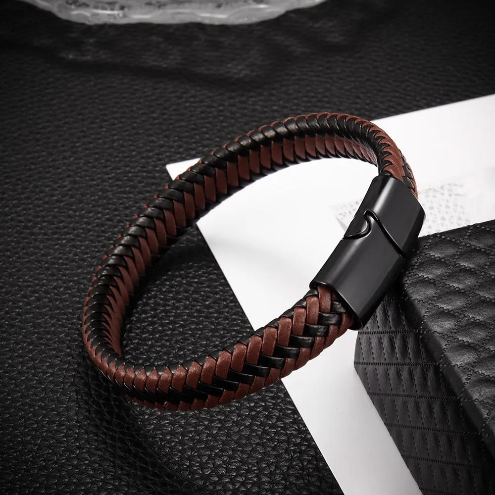 New Trendy People Creative Explosion Style Punk Style Leather Rope Braided Bracelet Fashion Trend Men's Bracelet
