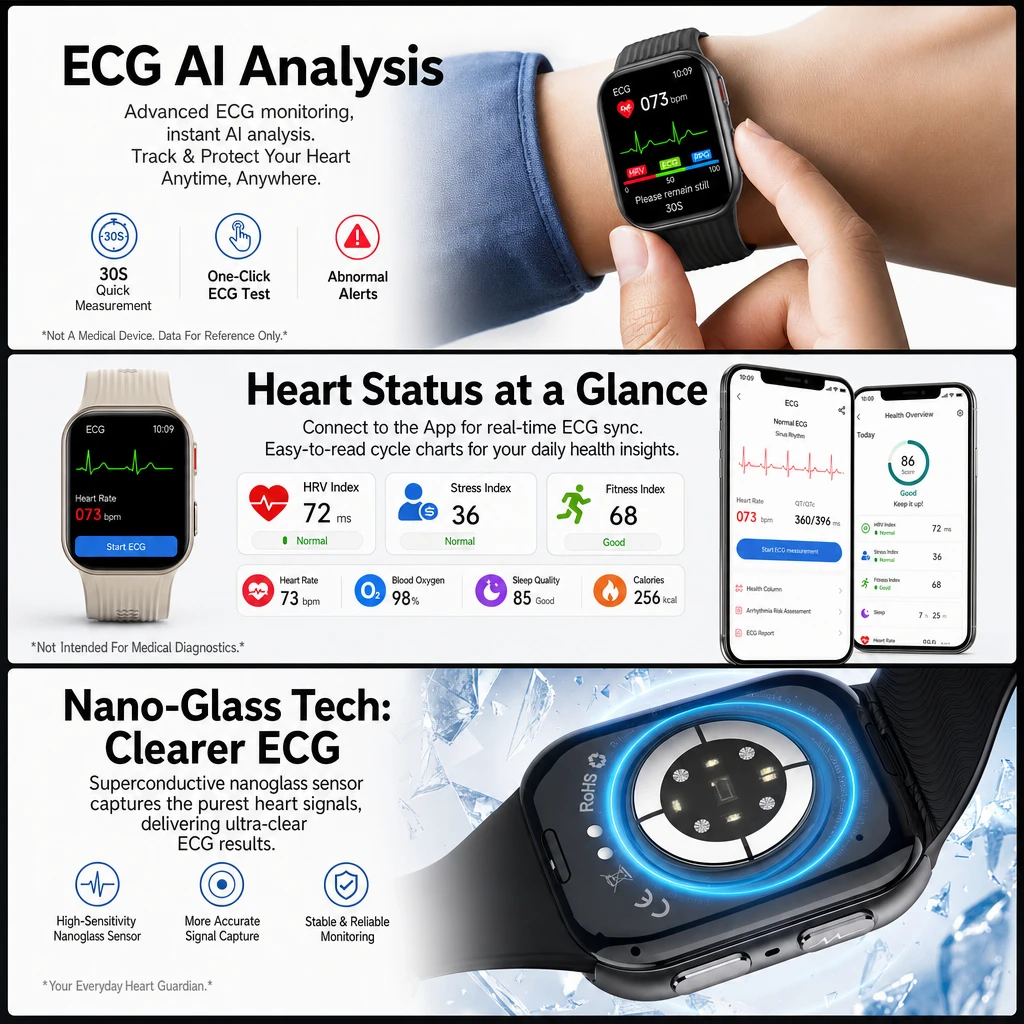 2026 New Upgrade Airbag Precise Blood Pressure Health Smart Watch AI Diagnostic Micro Physical Examination ECG Smartwatchs Men view 5