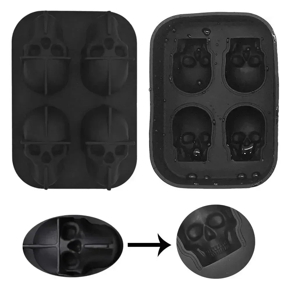 Silicone 3D Ball ,Skull-Shaped Ice Mold ,Reusable Ice Cube Mold Ice Cube Trays,Easy Release,For Whiskey, Paty Supplies