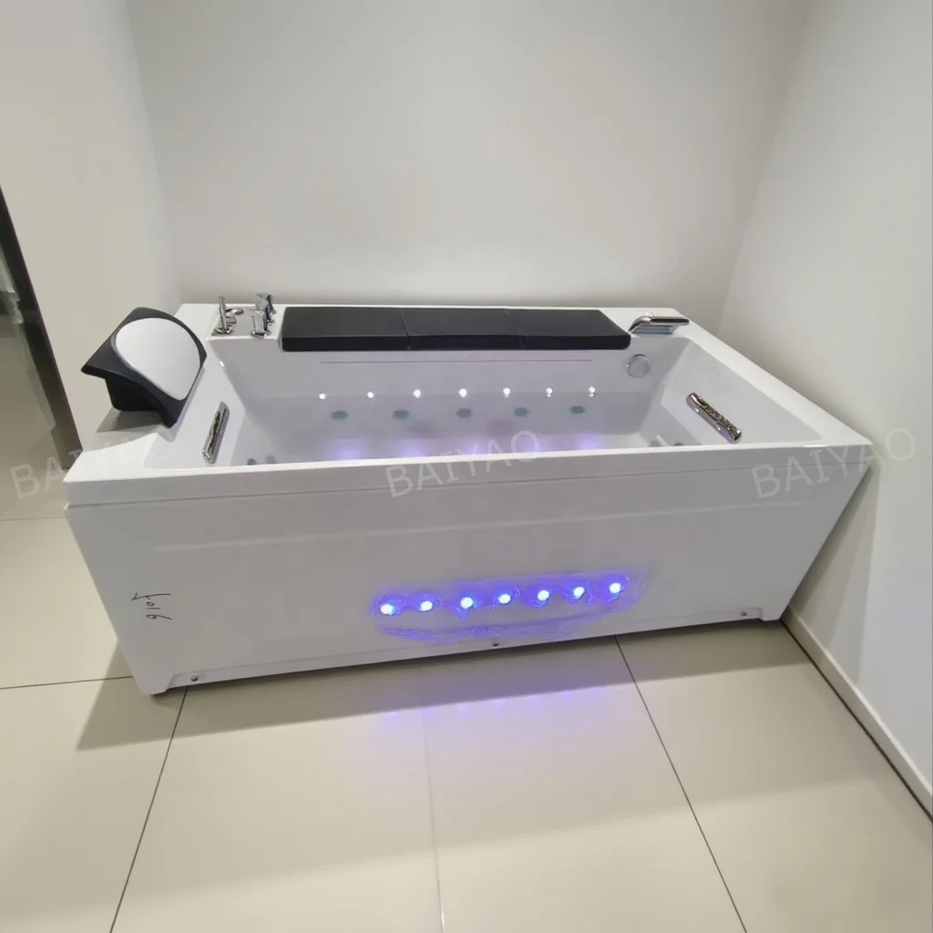 

Крытая массажная ванна Yacuzzi с умным управлением и гидромассажной лампой с несколькими функциями и пузырьковыми светодиодными лампами для 1 человека