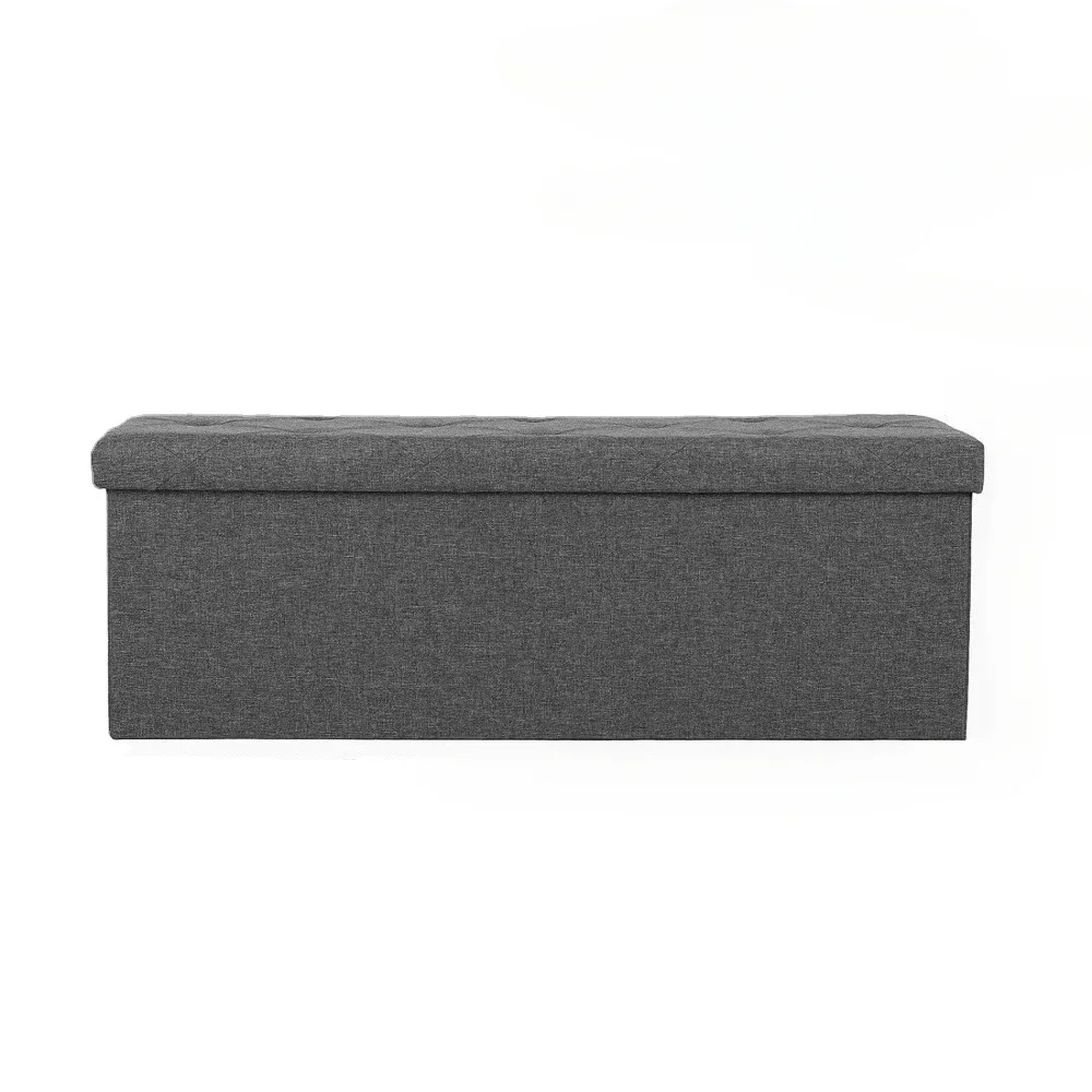 Storage Ottoman Bench 43Inches in Large Capacity Hidden Chest Organizer Box,Comfortable Grey Fabric FootRest Stool Ottoman Bench