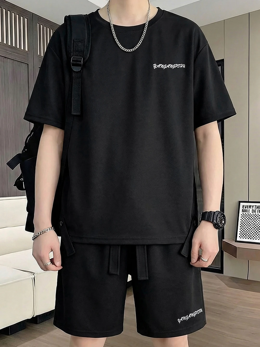 summer-large-size-men's-casual-short-sleeve-t-shirt-and-shorts-set-comfortable-loose-fit-sportswear-two-piece-ensemble