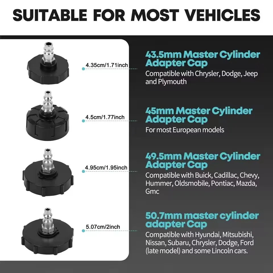 เครื่องเปลี่ยนถ่ายน้ำมันเบรกแบบแมนนวล 4 พอร์ต พร้อมอะแดปเตอร์ถังเก็บน้ำมันเสีย ประแจ 3 ลิตร เครื่องมือเปลี่ยนถ่ายน้ำมันเบรกยานยนต์ ปั๊มแรงดัน