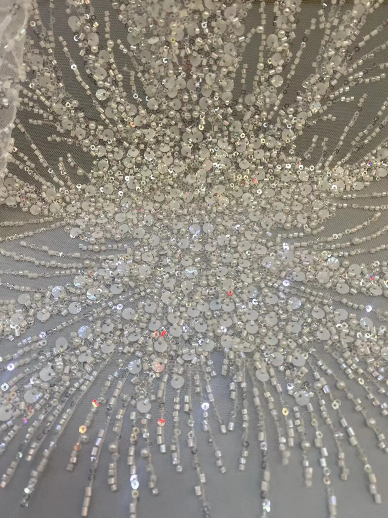 

African Tulle Lace Fabric L-1302871 High Quality Lace Material French Nigerian Luxury Sequins Beads Lace Fabric For Wedding