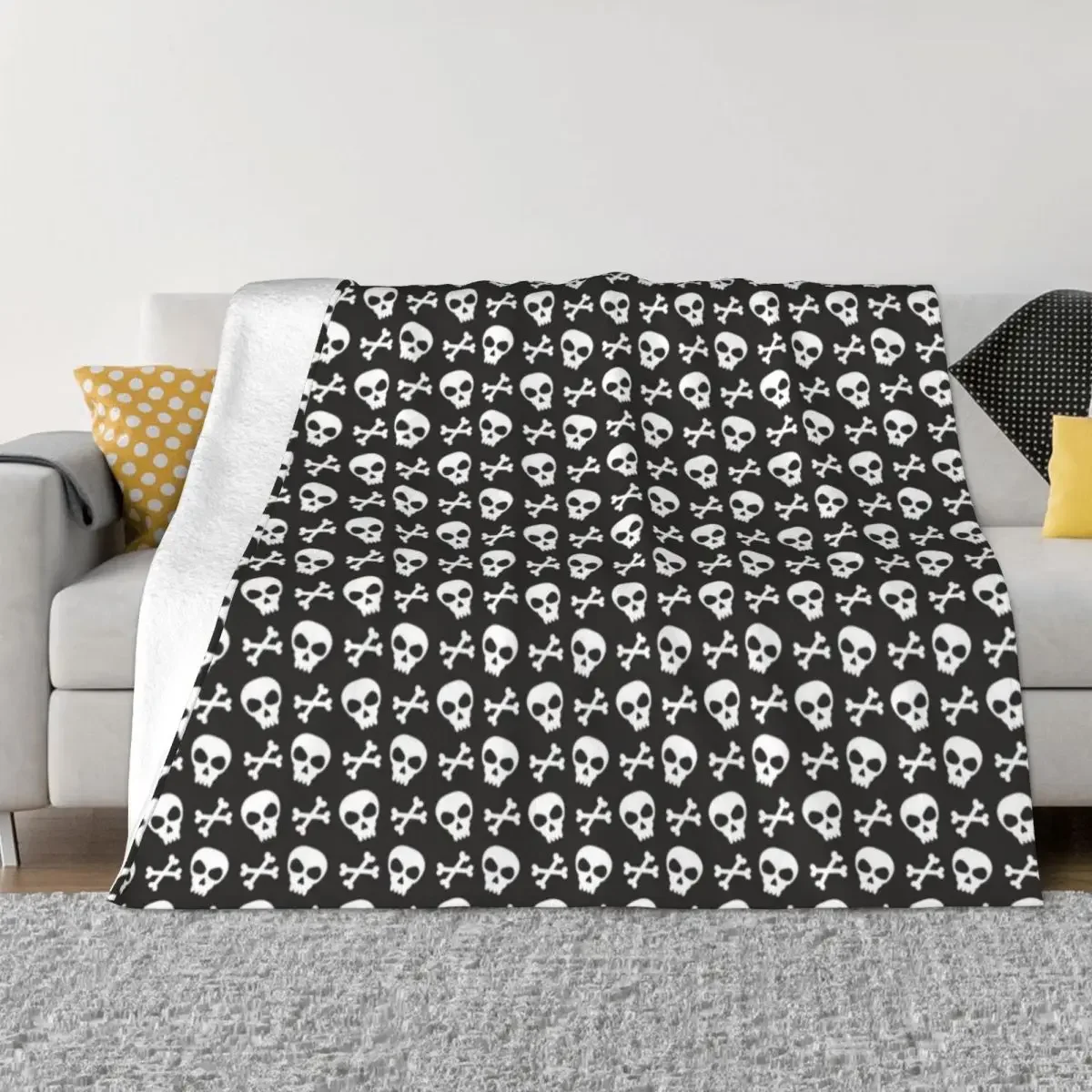 Skull & Crossbones on Black/Colección de Halloween, manta de tiro decorativa, mantas de cama más suaves, manta Polar