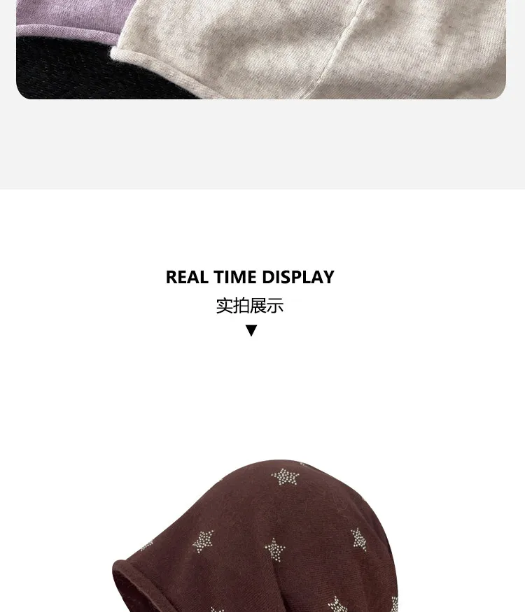 Ins Sweet Diamond Star Design Beanies für Damen, Frühling und Herbst, Street-Trend, vielseitige, warme, lässige, literarische Pullover-Mützen – Detail 5