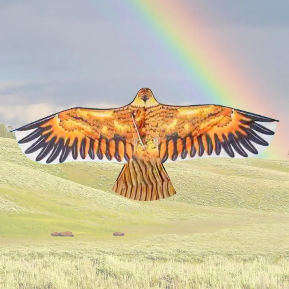 Cometa de águila plana, cometa de pájaro volador de 1,1 m con línea de cometa de 30 metros, cometa grande, regalo para niños, viajes familiares, jardín, deportes al aire libre, juguete DIY