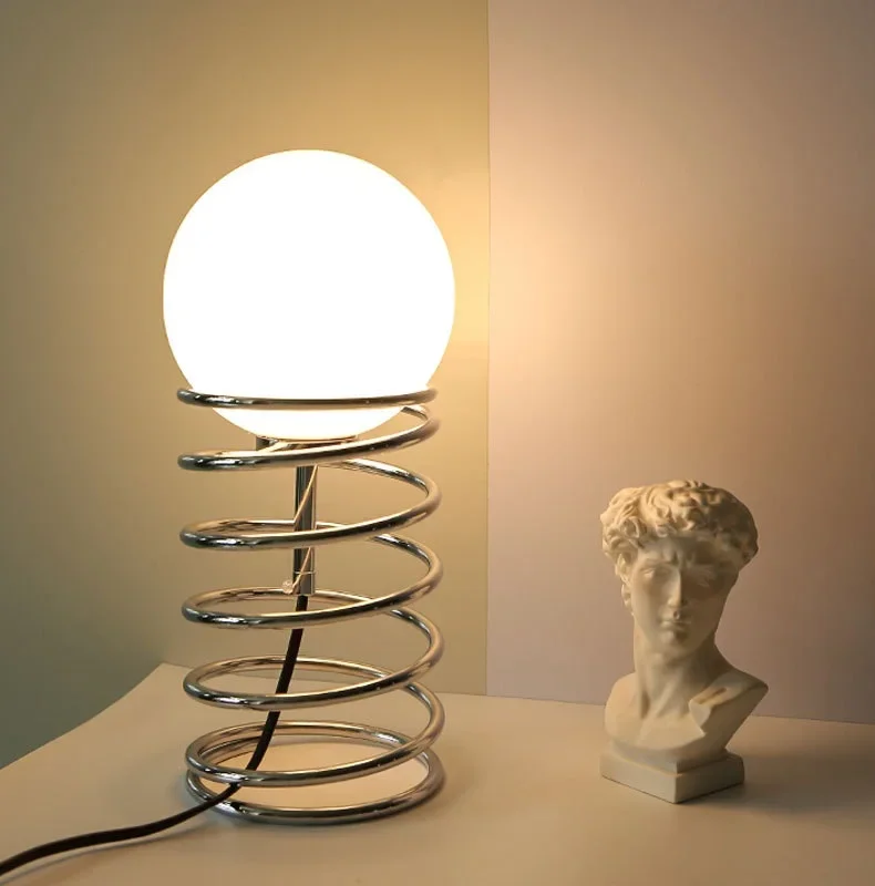Ins Bauhaus Spring Table Lamp Vintage Nordic Modern Minimalist Homestay Glass Living Room Bedroom Bedside Lamp Drop Shipping