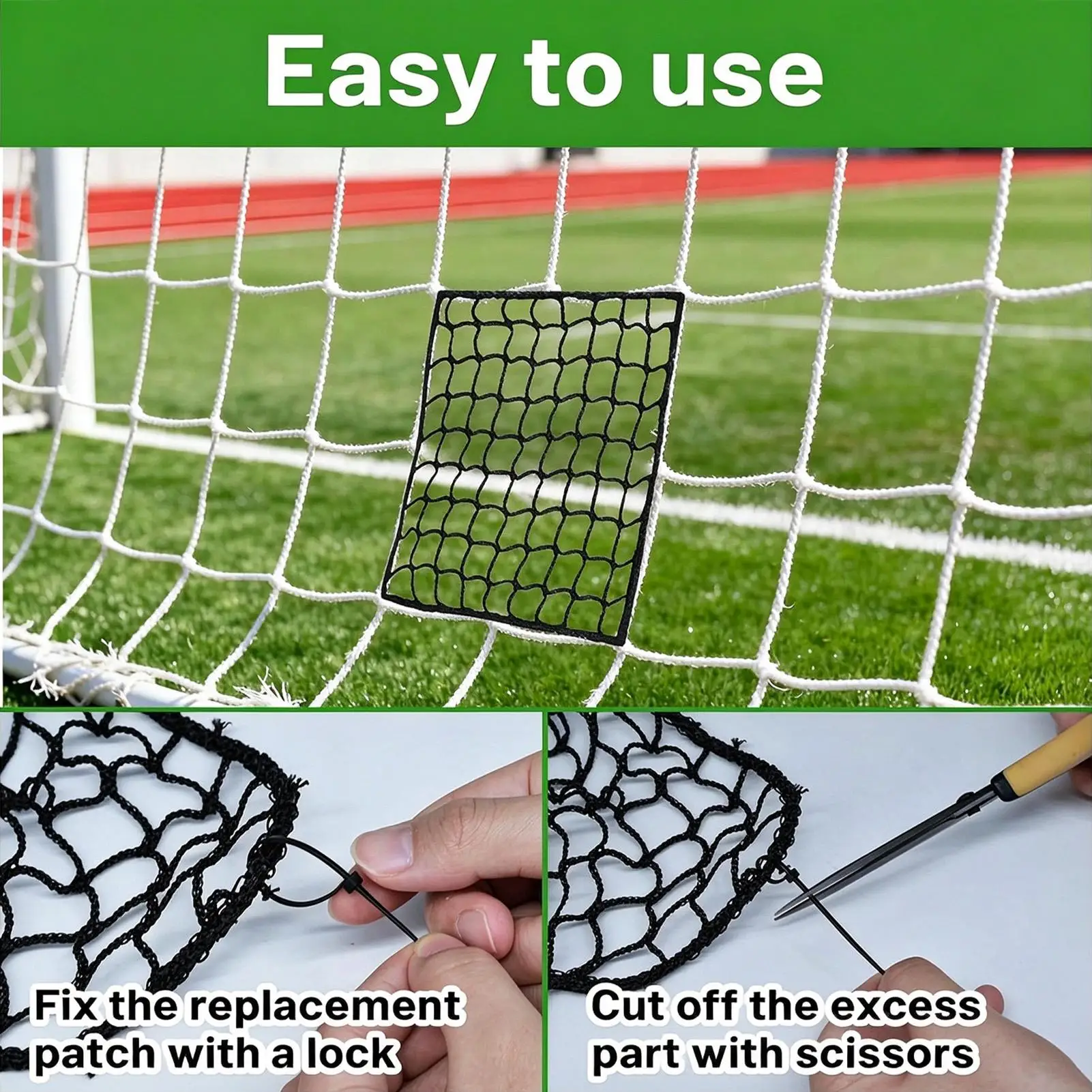 Sports Net Hole Patches 8x8 Inch Stop Expanding High Tensile 6 Patches Sports Net Repair Kits For Baseball Golf Soccer Hockey