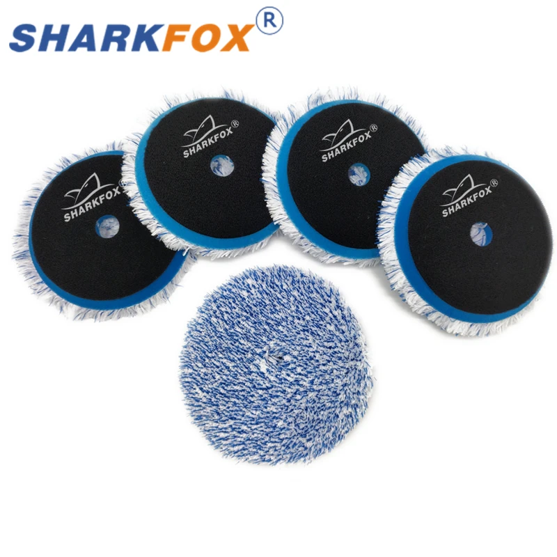 Sharkfox 5Pcs/lot 5/6 inch Microfiber Polishing Pad For Cars Body Polish Wax Buffer Pad Wash Cleaning Micro Fiber Polishing