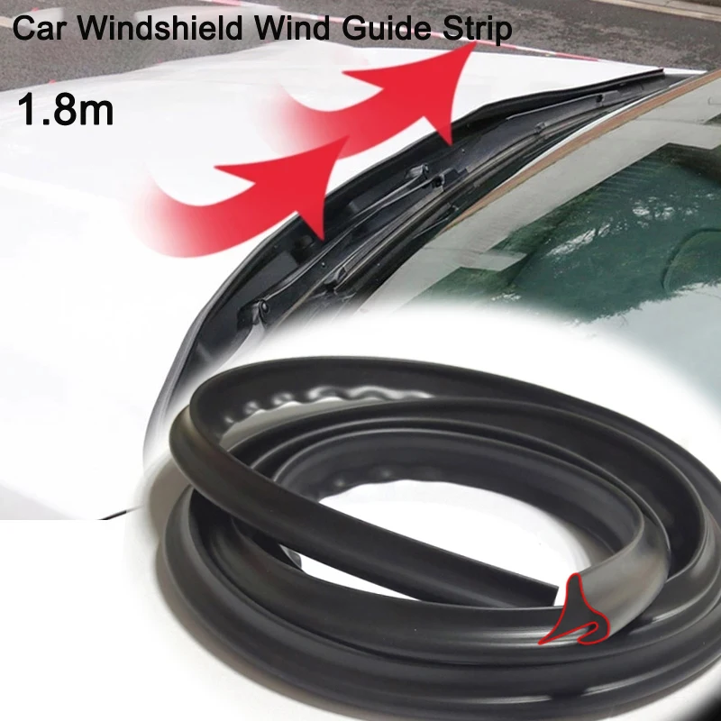 180cm Car Rubber Seal Spoiler Strip Auto Front Windshield Spoiler Car Front Window Hood Sealing Trim Wind Guide Strips