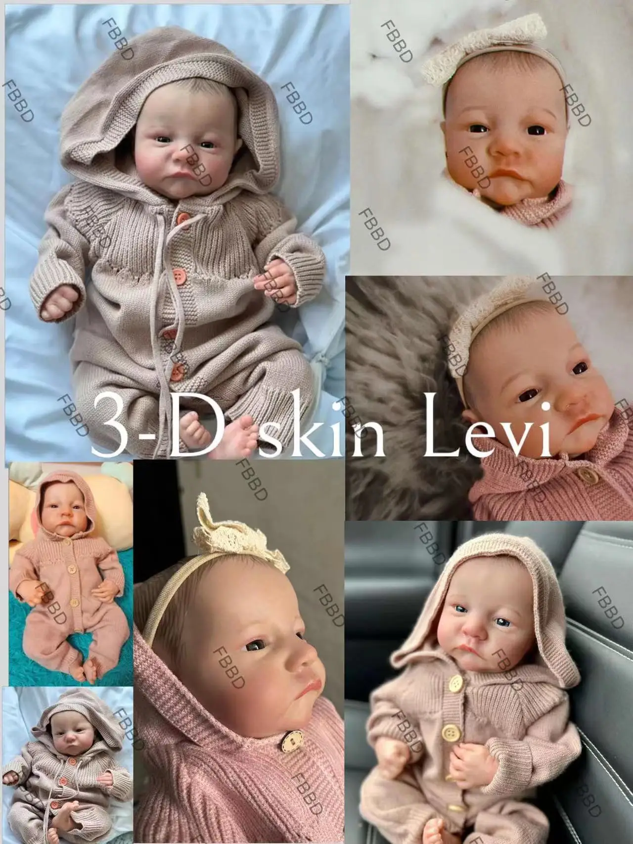 

FBBD 19inch Already Painted Finished Reborn Baby Doll Levi Awake Newborn Baby Size 3D Skin Visible Veins Collectible Art Doll