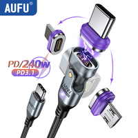 AUFU 240W Magnetic Charging Cable PD3.1 USB C Cable 5A Fast Charging for Macbook PC Magnet Type C Cable for iPhone Samsung Xiaom