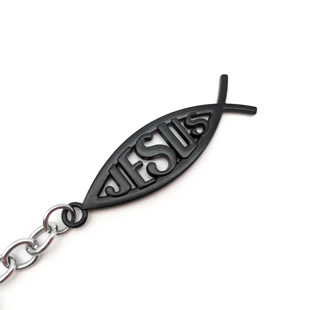 Metal Jesus Fish Logo Car Keychain for Honda Jeep Ford Hyundai Toyota Lexus Mazda Nissan Citroen Auto Key Holder Keyring - view 5