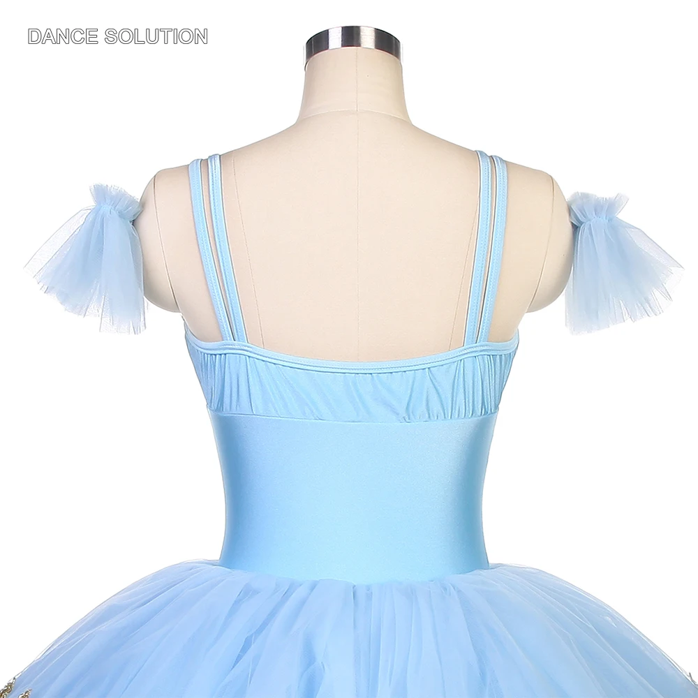 Sky Blue Spandex Camisole Bodice with Bell-shaped Tutu Skirt Ballet Costumes for Women & Girls Performance Dance Wear BLL073