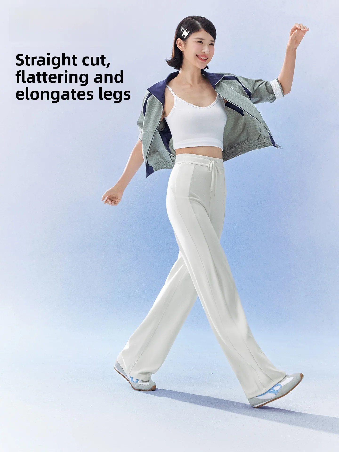 

Женские повседневные прямые брюки SIINSIIN для фитнеса и бега, широкие брюки-кюлоты из хлопка и полиэстера, белые