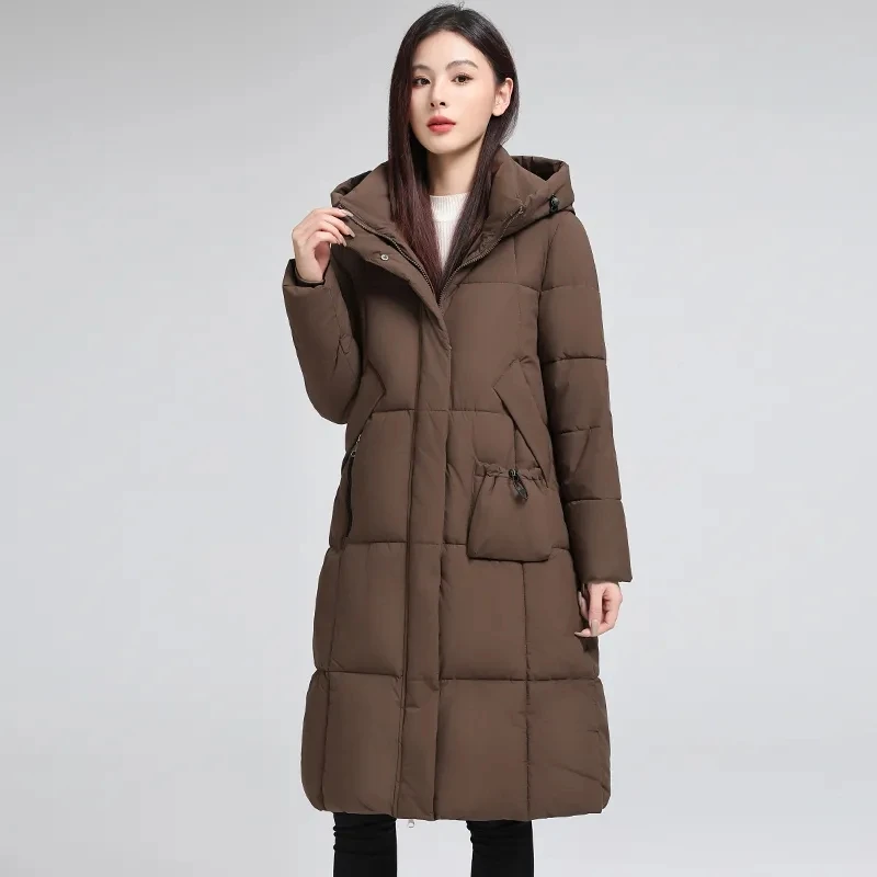 Warm Down cotton Jacket for women Winter 2025 New Korean version Loose Long Hooded Coat Female Windproof Thick Parka Overcoat