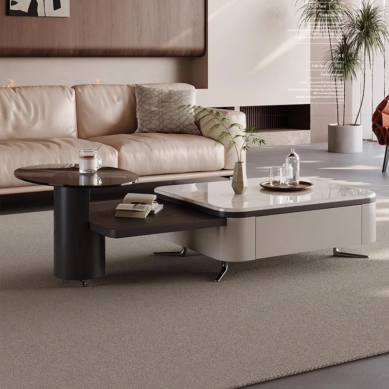 

Minimalist Rectangle Coffee Tables for Apartment Office Luxury Retractable Tabletop Center Table Modern Living Room Coffee Table