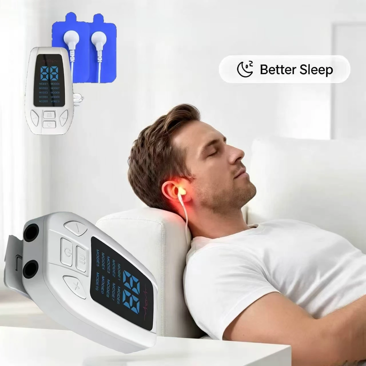 2026 Portable Smart Sleep Aid Device CES Microcurrent Ear Clip Massager for Insomnia Relief Anxiety Stress Deep Sleep Helper