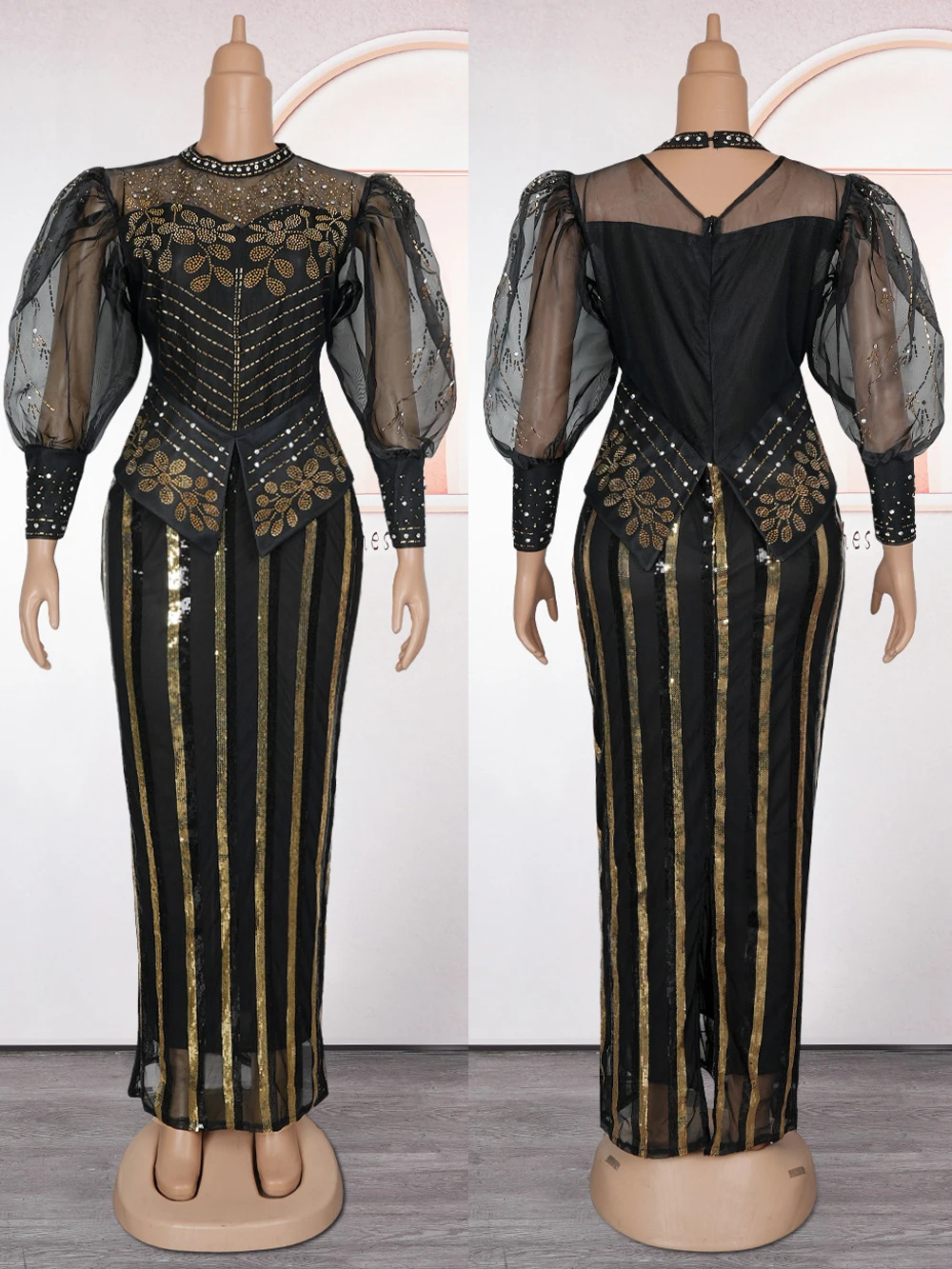 ชุดเดรสวินเทจหรูหราสำหรับผู้หญิง งานแต่งงาน งานพรอม งานราตรี แขนยาว ชุดเดรสเดรสยาวปักเลื่อมแบบดาชิกิ เสื้อคลุมสไตล์ตุรกี เสื้อผ้าแอฟริกัน