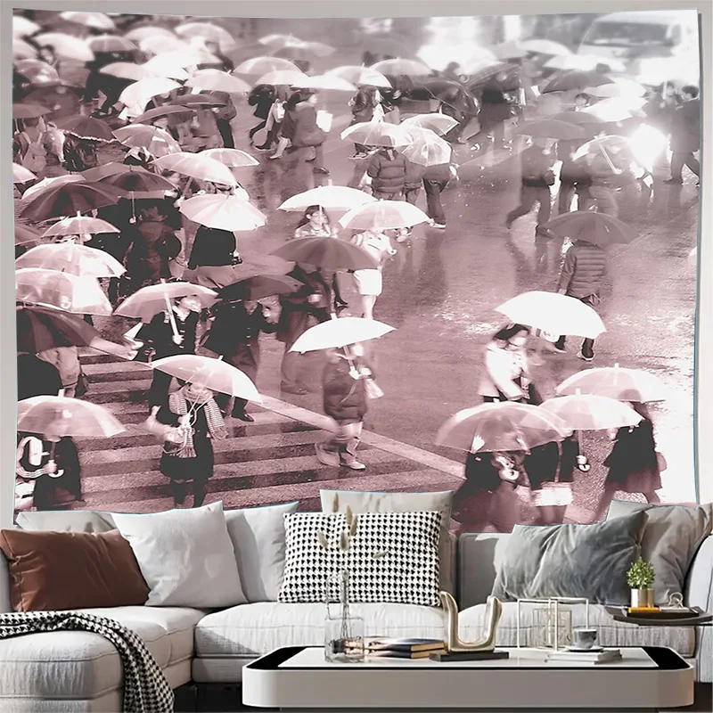 unframed Vintage Cityscape Tapestry Wall Hanging Urban Photography Retro Street Scene Wall Art Decor Aesthetic Room Decor Minima