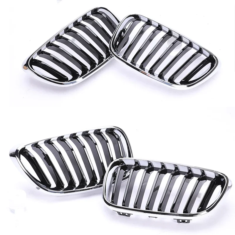 شريحة واحدة كروم فضي الكلى خط مزدوج شواء M اللون مصبغة لسيارات BMW 2 Series F22 F23 M2 F87 218i 220i 228i m240 220d 225d #4