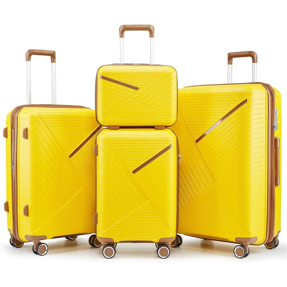 

4 Piece Pink Expandable Hardshell Luggage Set with Spinner Wheels, Lightweight Suitcase Set, 20 inch Carry On, TSA Locks