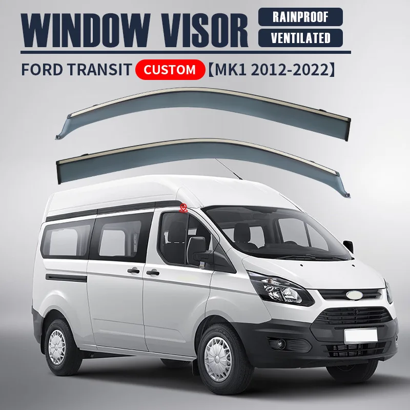 2Pcs For Ford Transit Custom Car Window Visor Awning Shelters Windshield Side Window Rain Sun Shade Auto Accessories