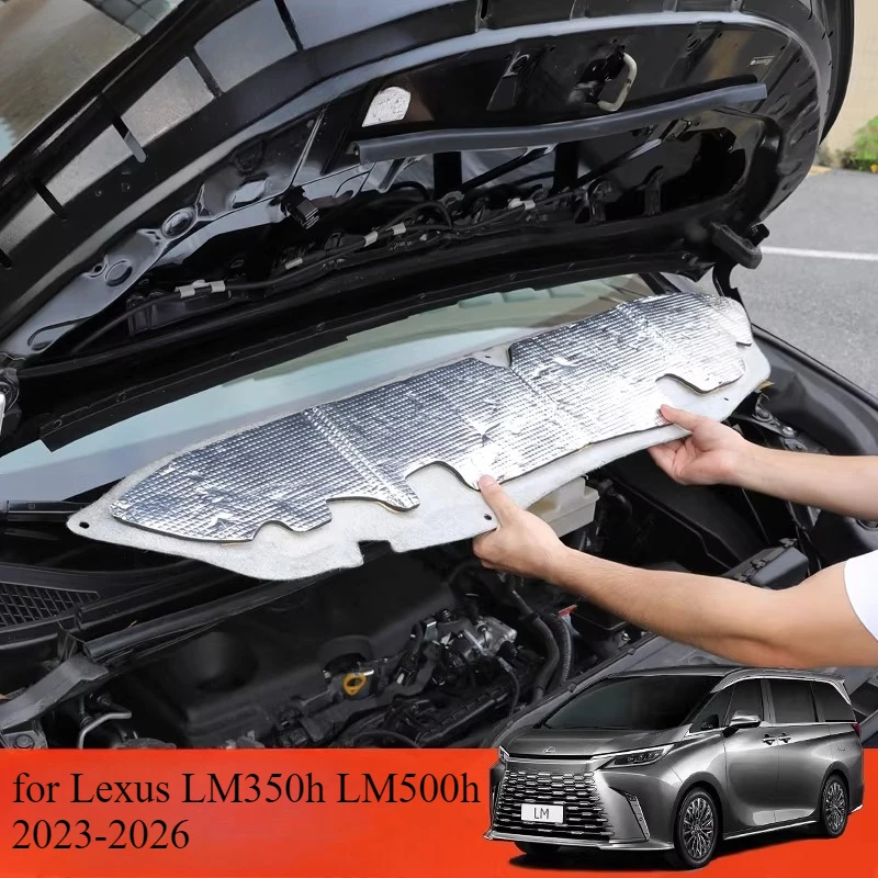 Front Hood Engine Sound Insulation Cotton Pad Heat Insulation Mat Cover with Buckles for Lexus LM350h LM500h 2023-2026