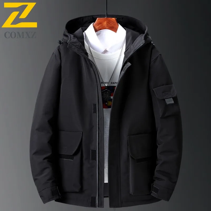 COMXZ 2025 Mens Puffer Jacket Winter Thickened Korean Style Couple Warm Coat leisure outdoor sports lightweight windbreaker