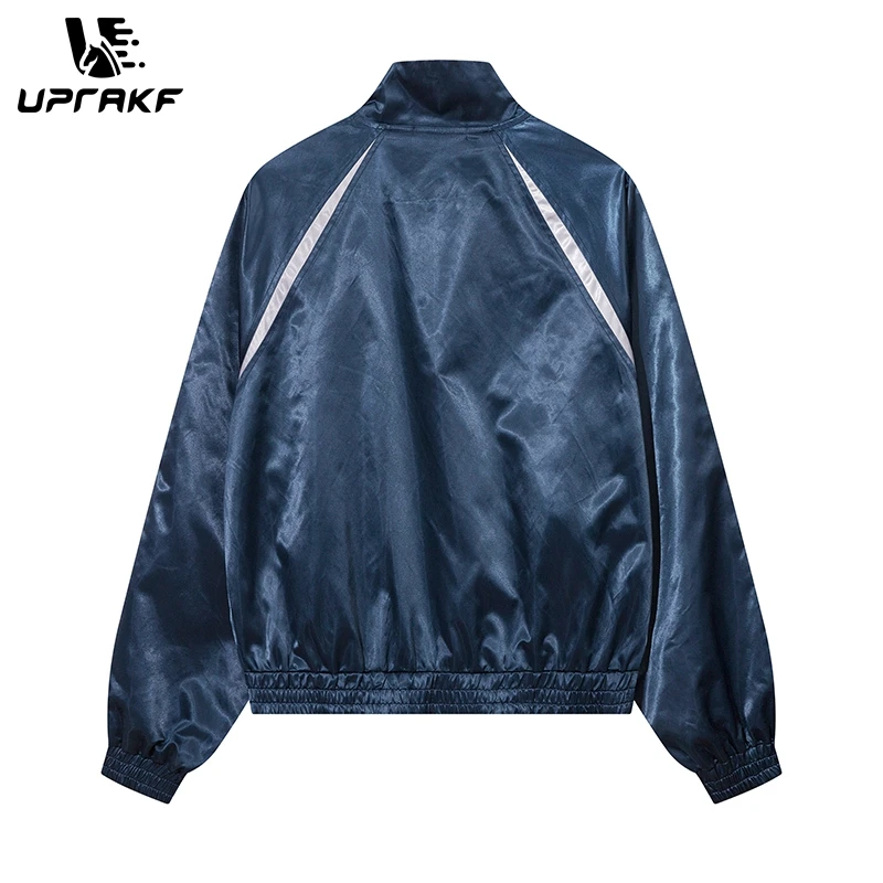 Uprakf Streetwear Jas Patchwork Color Stand Kraag Lange Mouw Baseball Jack Mode Casual Lange Mouw Herfst Voor Dames