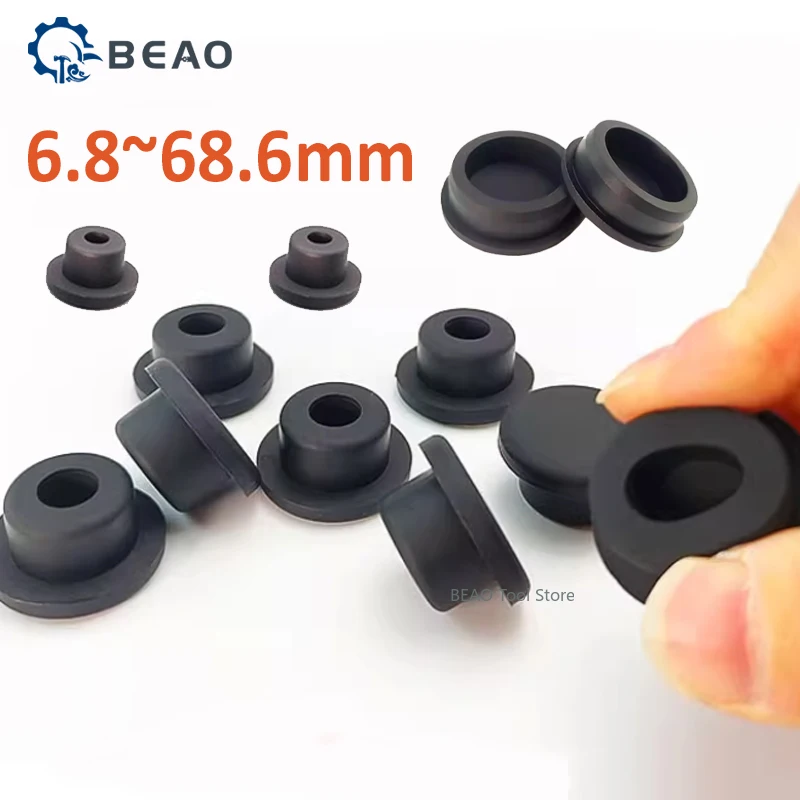 블랙 실리콘 스토퍼 원형 구멍 차단 고무 튜브 플러그 먼지 플러그 캡 6.8~68.6mm