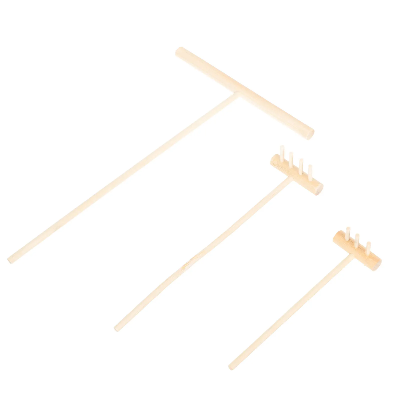 3-teiliges Bambus-Mini-Rechen-Set, Sandglättungswerkzeuge, Kreatives Zen-Sandtisch-Zubehör, Desktop-Meditations-Rechen-Set, Mini-Rechen-Spielzeug