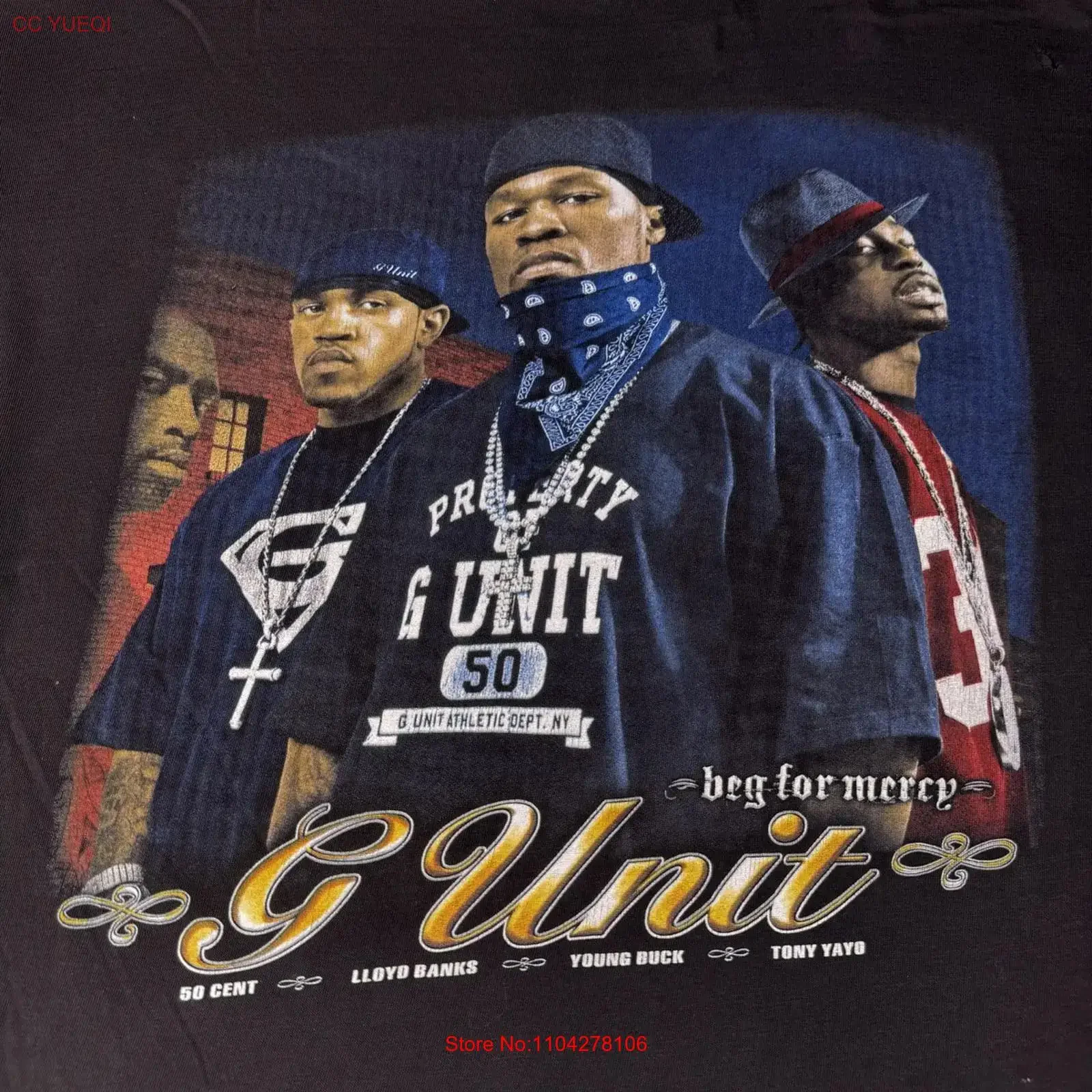 Vintage G UniT T Shirt Mens 2XL Black Beg For Mercy Rap Hip Hop 2000s vintage Washed Versatile Unisex Stretched Comfortable