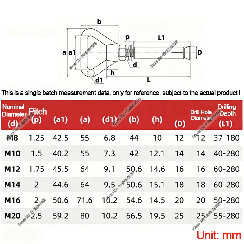 304Stainless Steel Sleeve Anchor Concrete Expansion Triangular Eye Bolt Installation Artifact Hook Triangle Ring Expansion Screw