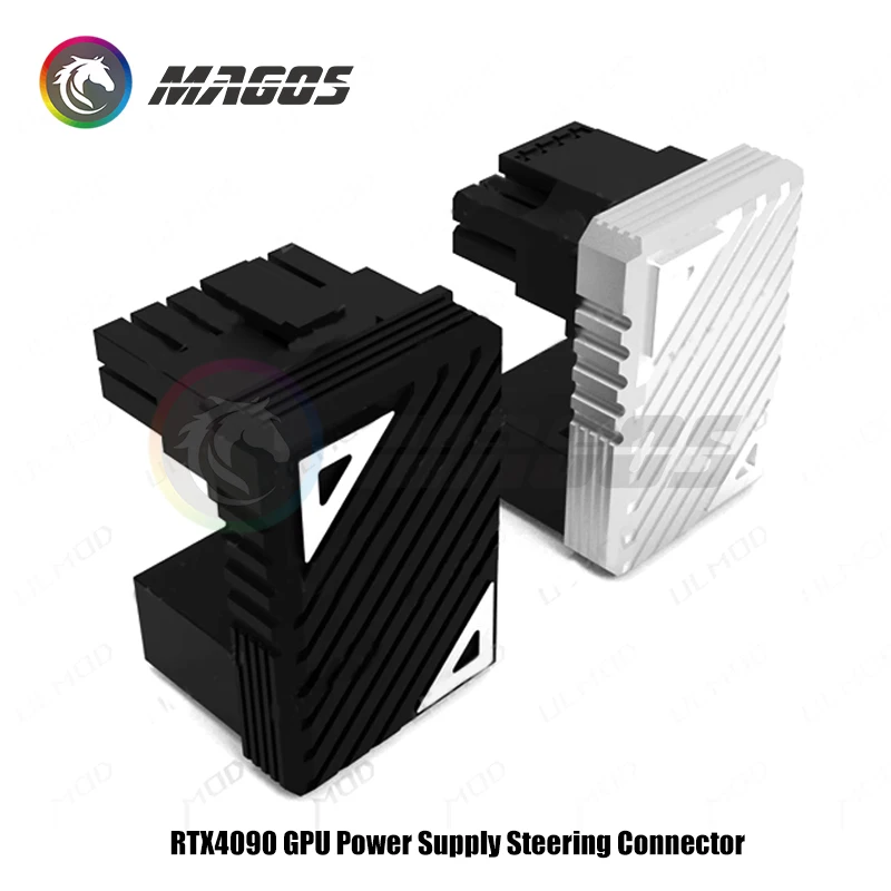 RTX4090 PSU 12VHPWR Adapter GPU Steering Connector 16Pin 16P ATX3.0 600W Elbow 12+4Pin Wiring Artifact Black/Silver