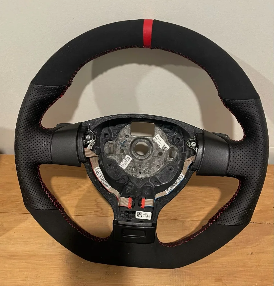 Anpassung Schwarz Wildleder Hand Nähen Auto Lenkrad Abdeckung Für Volkswagen Golf 5 Mk5 GTI VW Golf 5 R32 Passat R GT 2005 – Detail 1