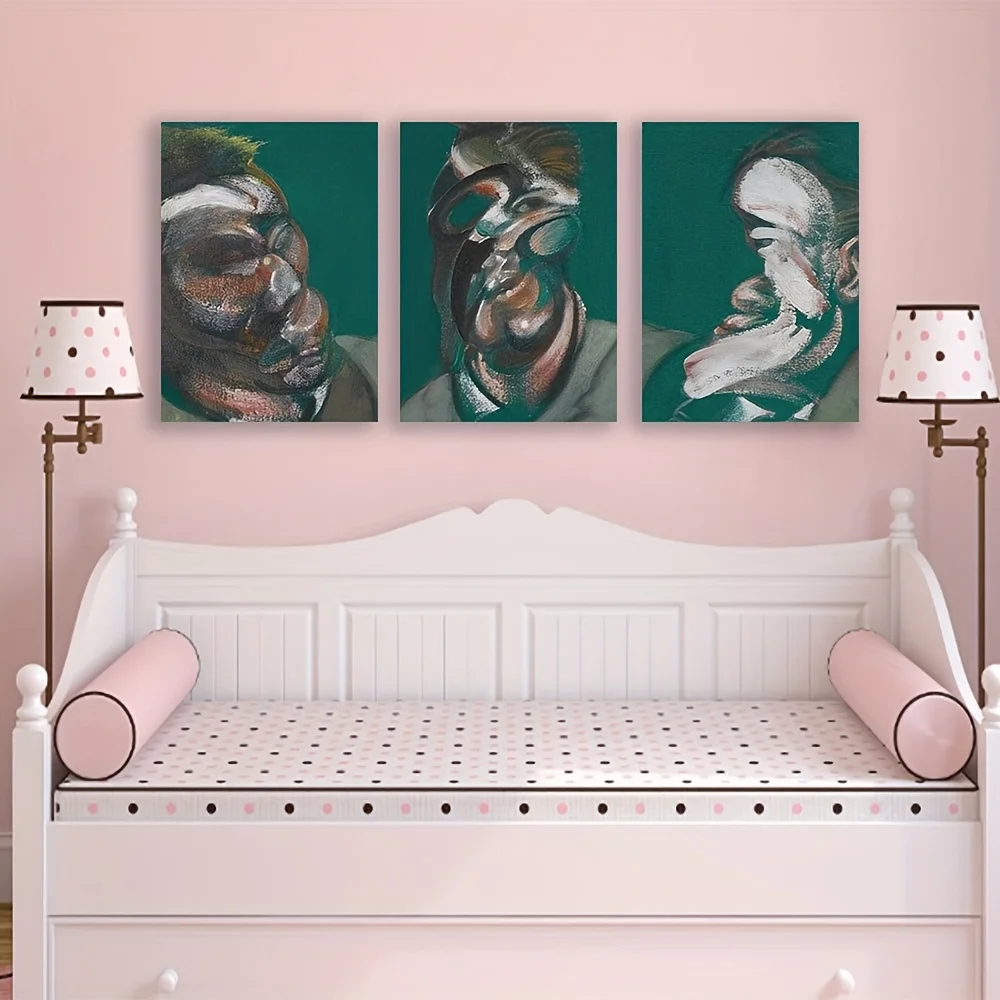 2D Flat 3pcs Unframed LVTFCO Francis Bacon Poster Self Portrait Painting by Francis Bacon Canvas Wall Art Francis Bacon Print