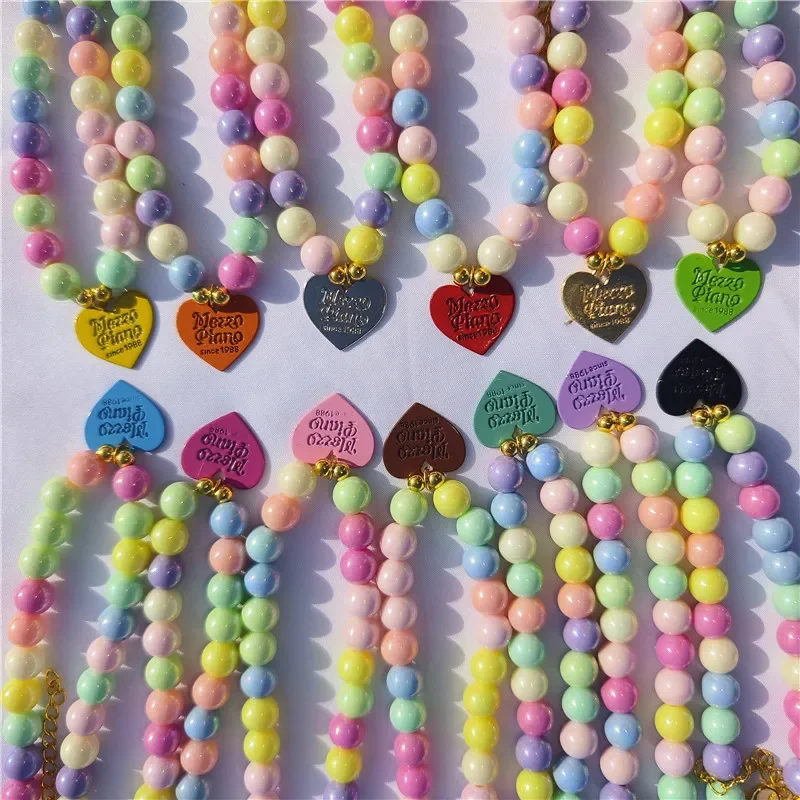 Adjustable Pet Collar Cat Dog Pearl Necklace Colorful Heart Letters Necklace Dog Accessories Dog Collar Bow Ties for Dogs