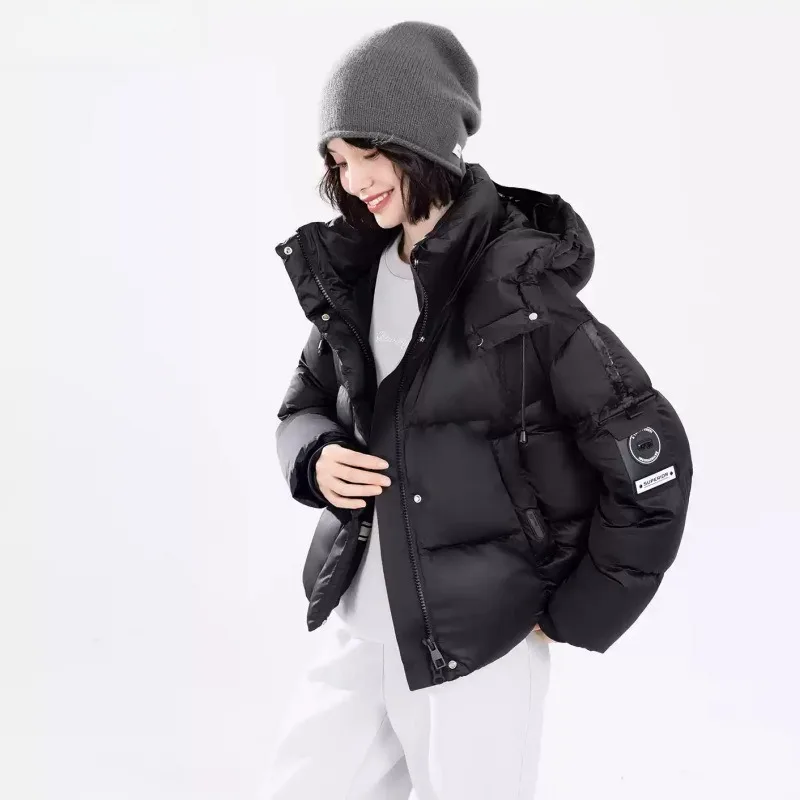 New Womens Short Down Cotton Coat Autumn Winter Warm Padded Jacket High-end Female Casual Removable Hooded Parker Cotton Clothes