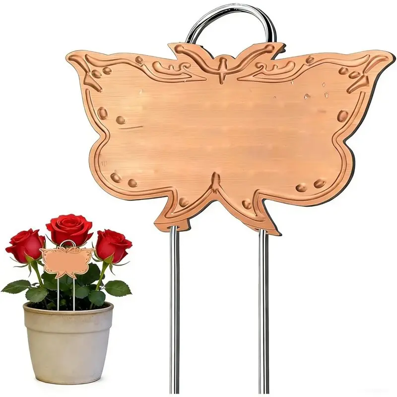 LLCS-Rose Gold Metal Plant Labels 30 Pcs Outdoor Waterproof Garden Seed Stakes Tags For Flowers Fruits And Vegetables