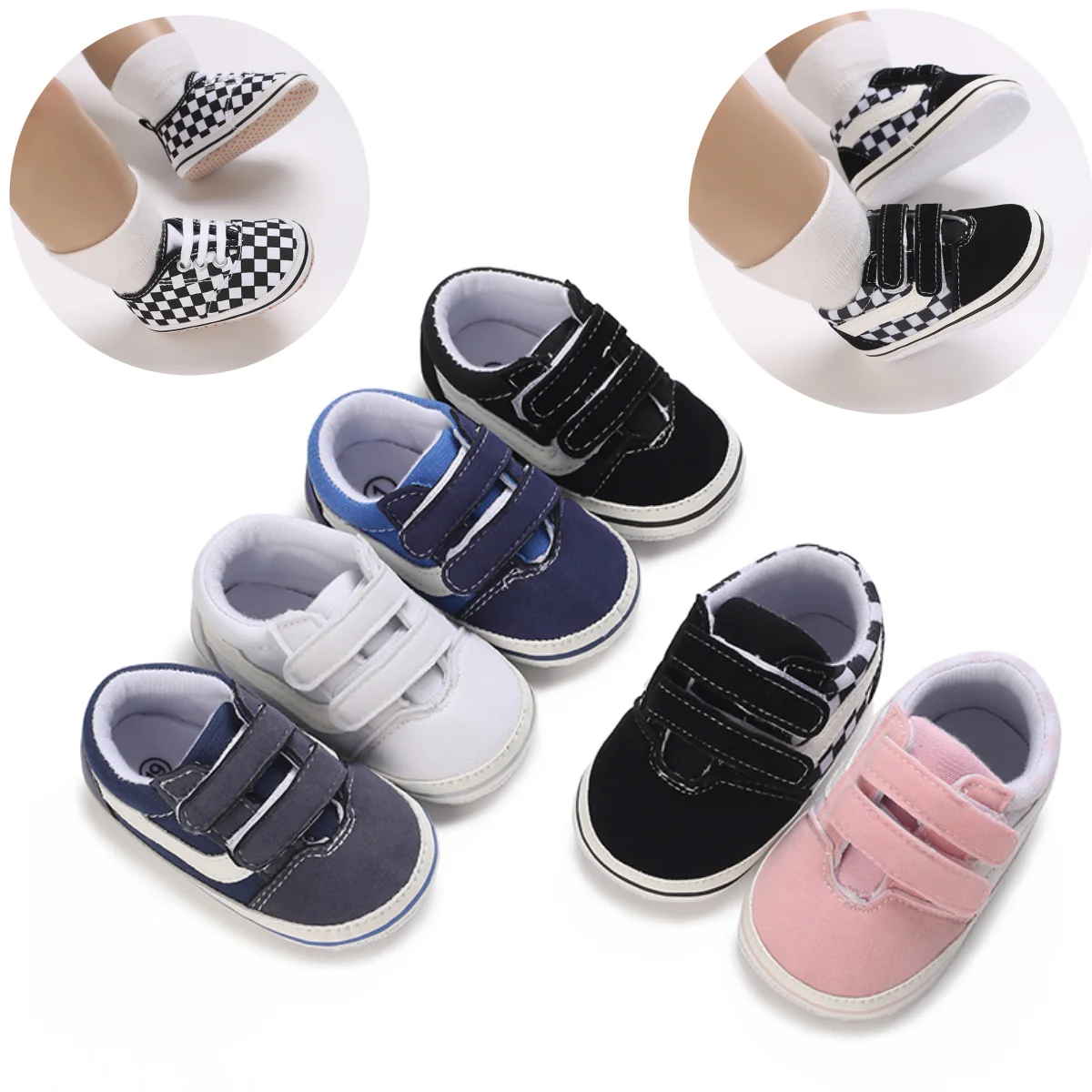 

Newborn Baby Shoes For Boys And Girls Classic Multi-Color Soft Sole PU Leather Sneakers First Crib Moccasins Casual Walking Shoe