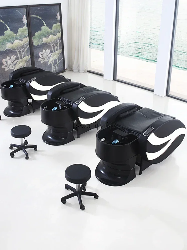 02Electric Automatic Head Massage Hair Saloon Dedicated Shampoo Chair Flat Lying Steaming Bed