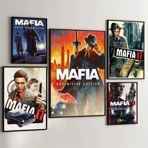 1PC Movie Mafia Boss Legendary Figure Movie Sticky Posters Retro Kraft Paper Sticker Room Bar Cafe Aesthetic Art Wall Painting