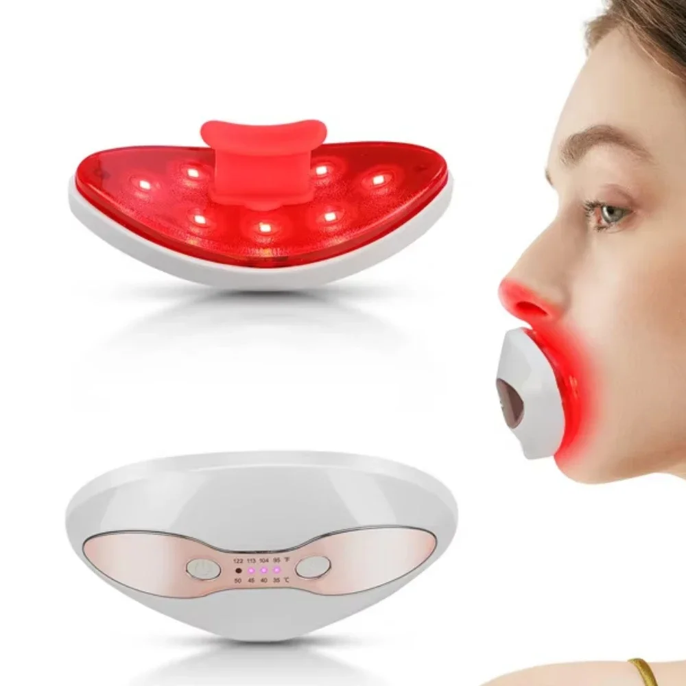 Dispositivo de regordete de labios Terapia de luz roja Herramienta de cuidado de labios y ojos 2 en 1 con calefacción para herramientas de belleza antienvejecimiento