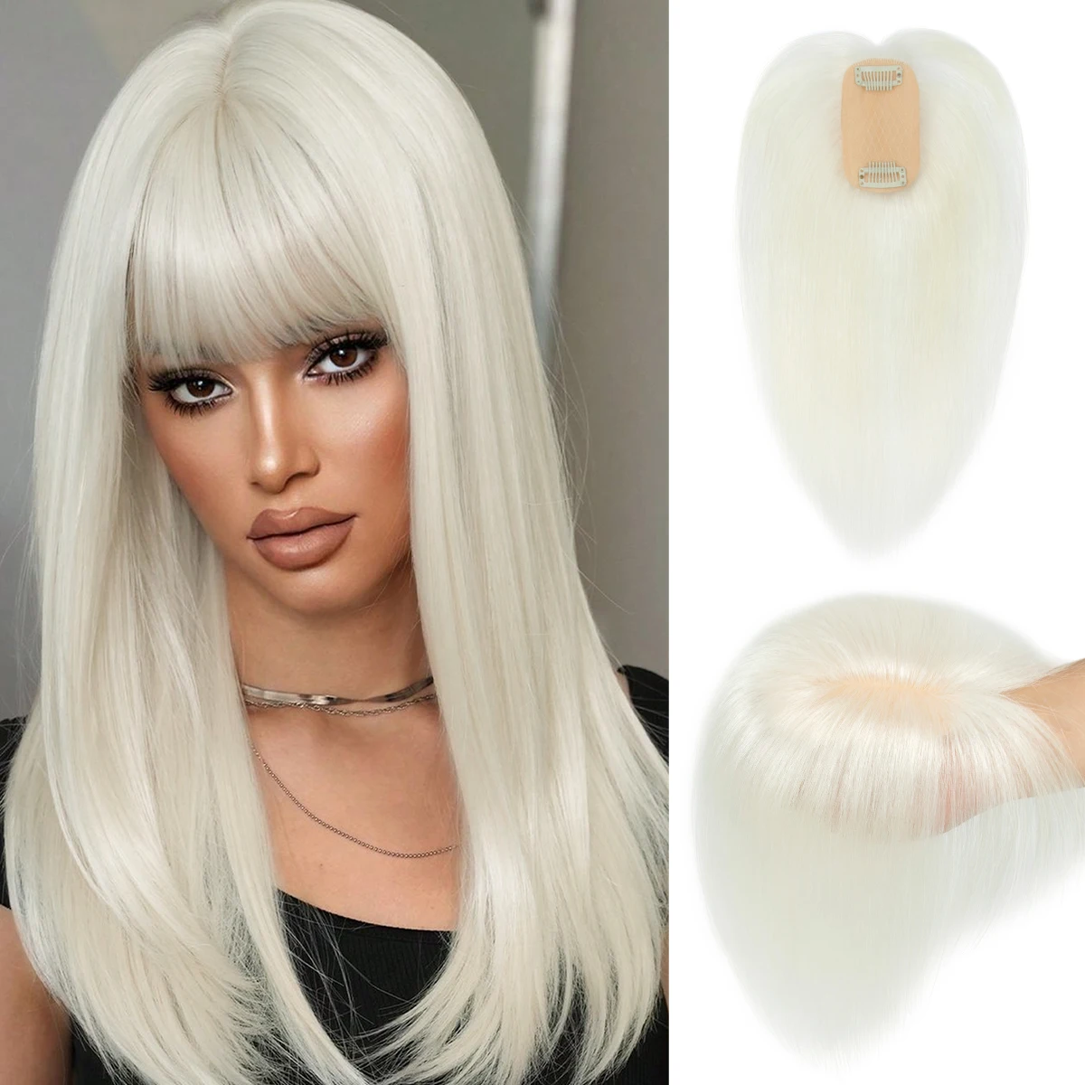 

Реалистичный накладной парик для волос с имитацией кожи головы и цветными прядями, 5x9 дюймов, большая площадь покрытия для редеющих волос, невидимая основа, 100% натуральные человеческие волосы.