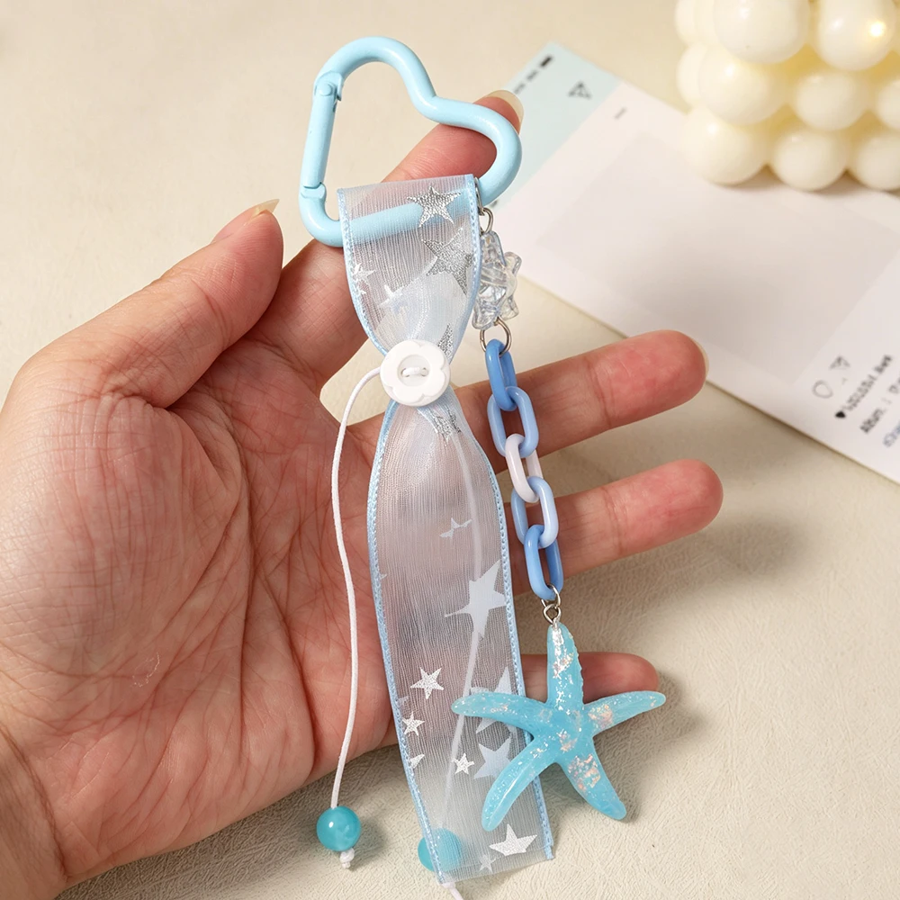 Modische handgefertigte Seestern-Schlüsselanhänger für Damen und Herren, Autoschlüsselhalter, Handtaschenanhänger, Schlüsselringe, Accessoires, DIY-Schmuckgeschenke – Detail 2