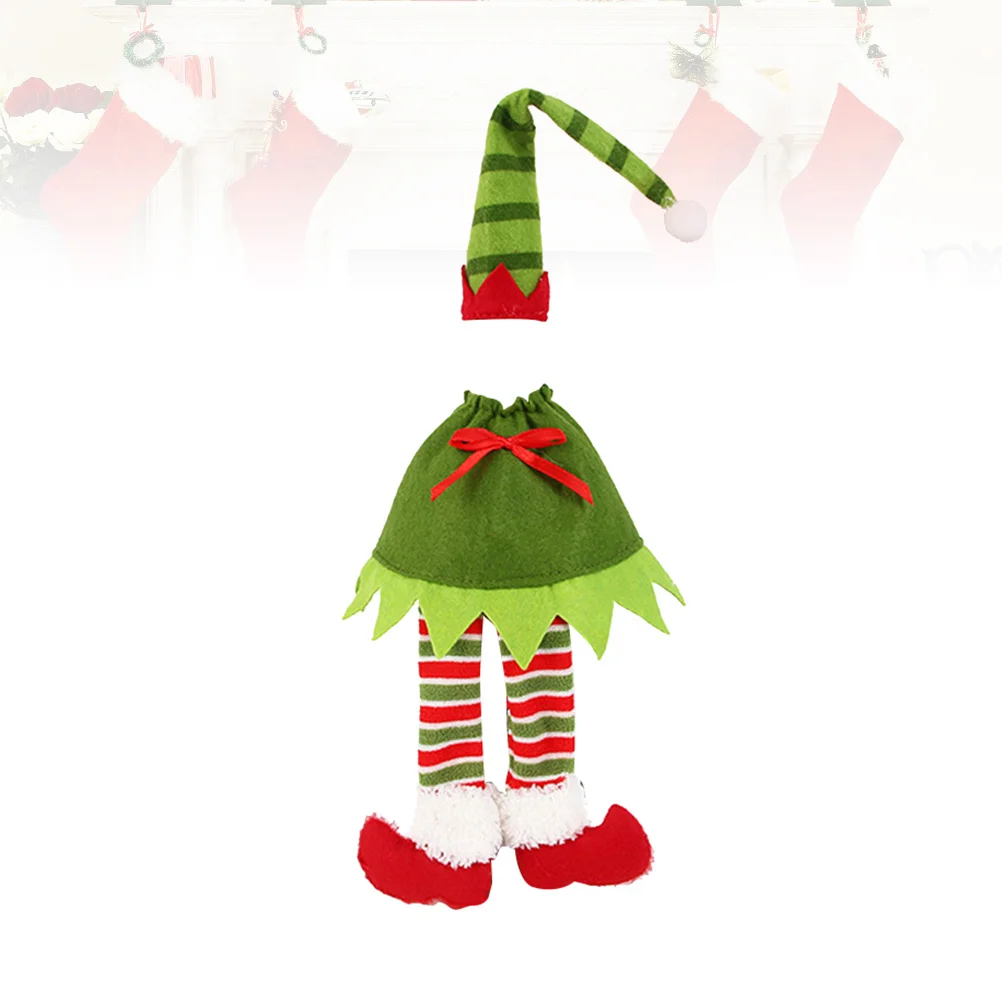 

2pcs Red Wine Bottle Cover Christmas Elf Design Decorative Bottle Bag For Holiday Party Gift Wrap Storage Kitchen Bar Tools