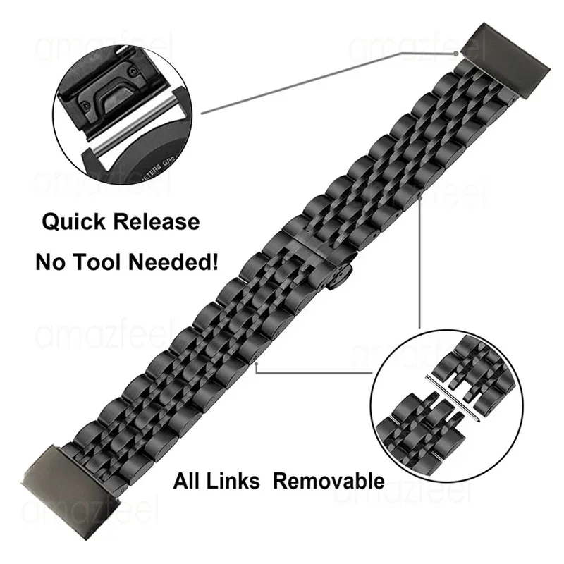 Pulseira de metal de ajuste rápido para garmin fenix e/fenix 8 47mm pulseira de aço inoxidável para garmin fenix 7 6 5 forerunner 955 pulseiras