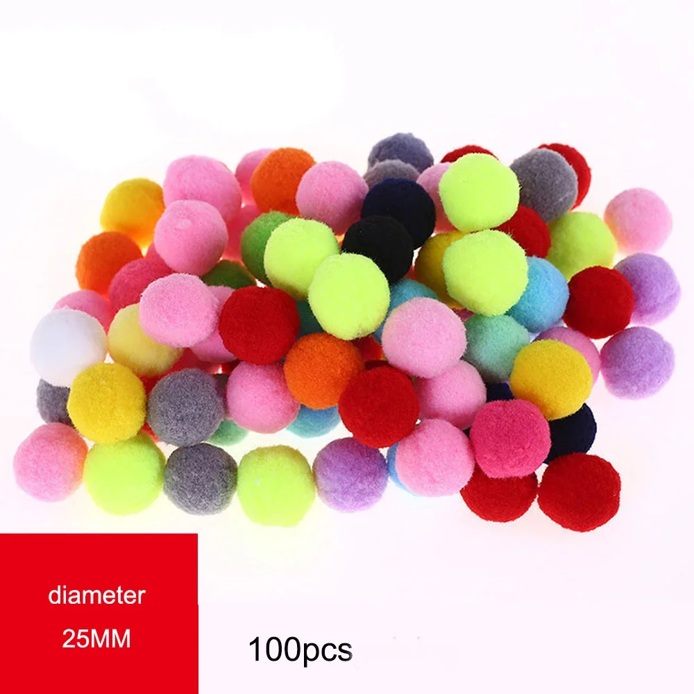 

New! 100pcs/lot Pompom 25mm Mini Fluffy Soft Pom Poms Pompones Ball Furball Handmade Crafts DIY for Home Decor Sewing Supplies